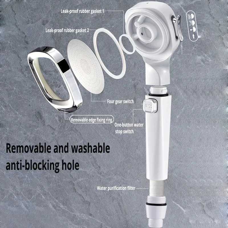 High Pressure Shower Water Saving 3 Modes Shower s Adjustable OneKey Stop Water Massage Sprayer Bathro Accessories Y251103