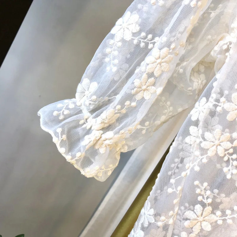 Summer Girl Lace Sun UV Protective Mosquito Net Long Preschool Open Collar Childrens Hoodie Princess Coat 250325z