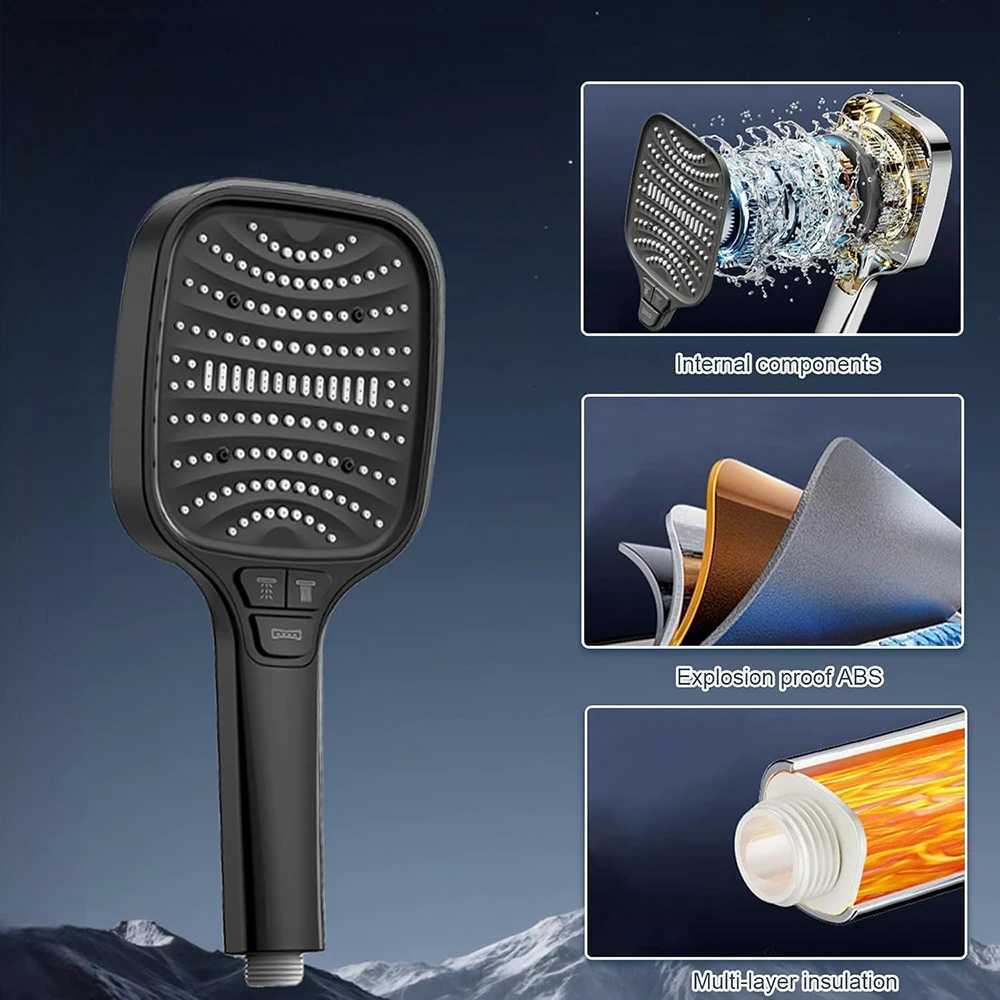 8 Modes High Pressure Water Saving Shower Square Large Panel Bathro Shower Fall-resistant Rainfall Shower Nozzle Y251103