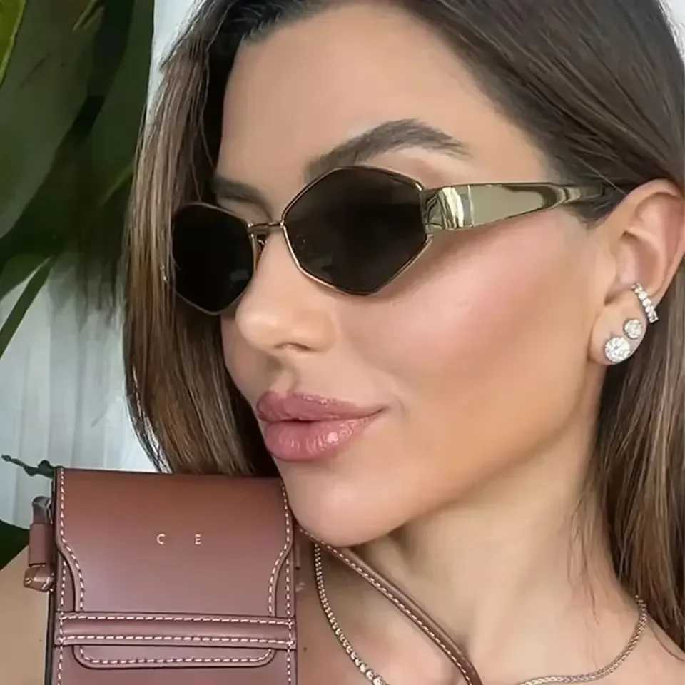 Fashion Hexagon Sunglasses Women 2024 Luxury Brand Design Unique Polygon Sun Glasses Men Vintage Small Frame Eyewear Shades Z250412