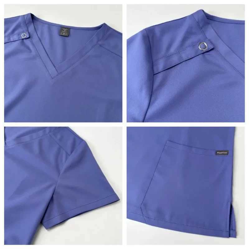 Highquality Nursing Scrubs Uniform Suit Short Sleeve Vneck TopsPants Sets Women Multicolor Pet Medical Workwear Nurse J251103