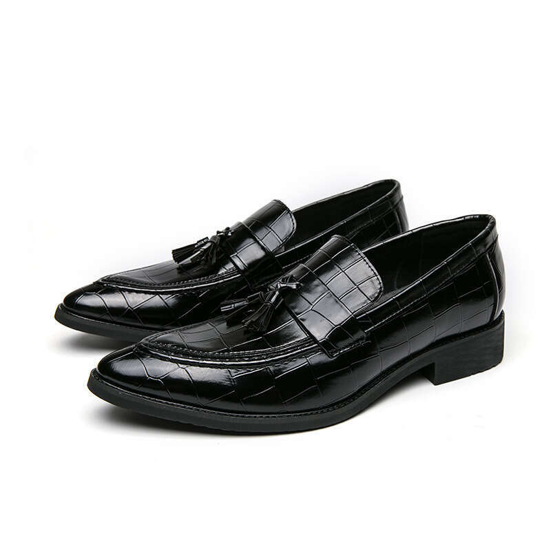 2024 New Large Business Dress Trendy Pointed Tassel Leather Shoes Fashionable Men's Wedding