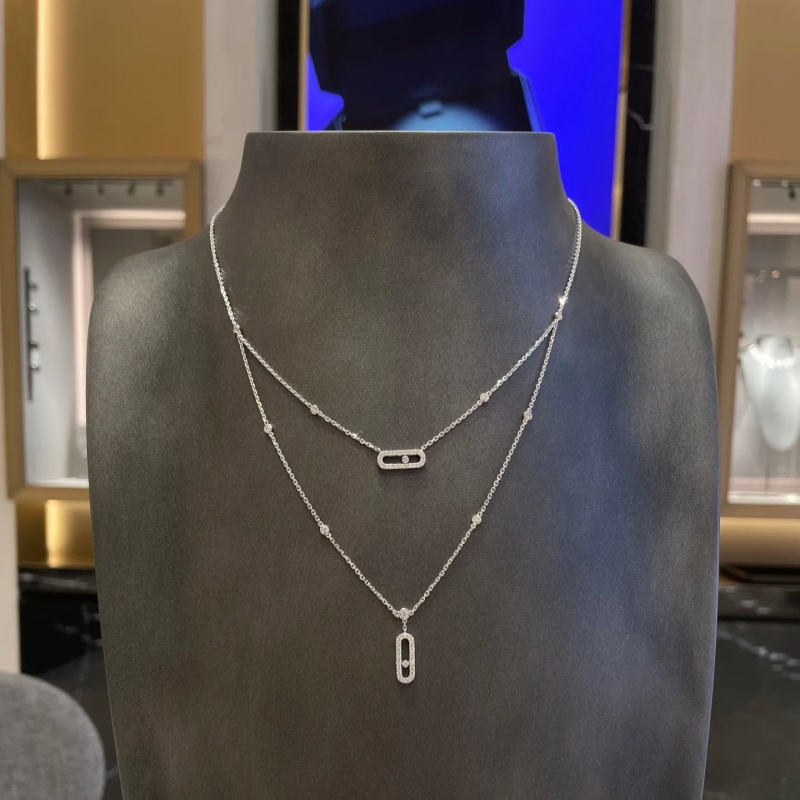 Excellent Quality 925 Sterling SilverSliding Zircon Women's Double-layer NecklacesBeautiful Wedding Jewelry Holiday Gift