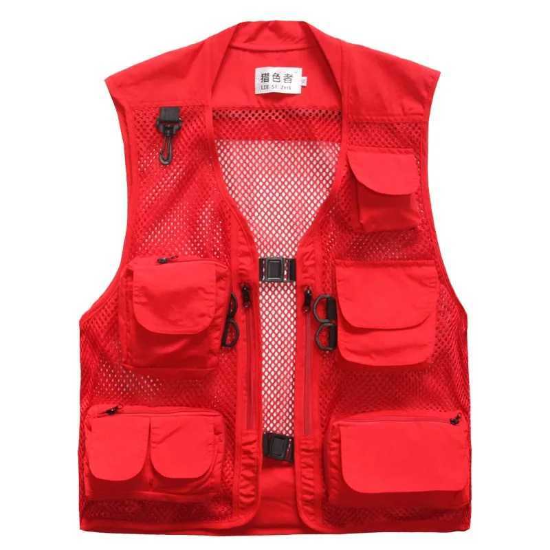 Outdoor Hiking Fishing Vest Men Summer Breathable Multi-pocket Work Wear Mesh Vest Reflective Strip Fishing Clothing Customized X250403