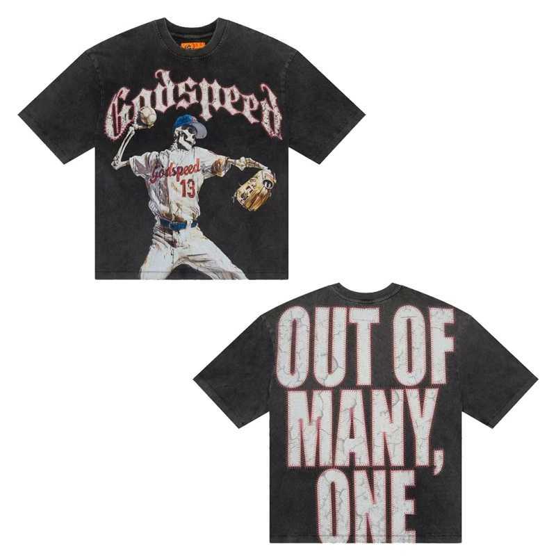 New York Trendy God Speed Skeleton Basketball T-shirt Summer High Quality Rock Hip-hop Mens Womens Short Sleeve T-shirts X250403