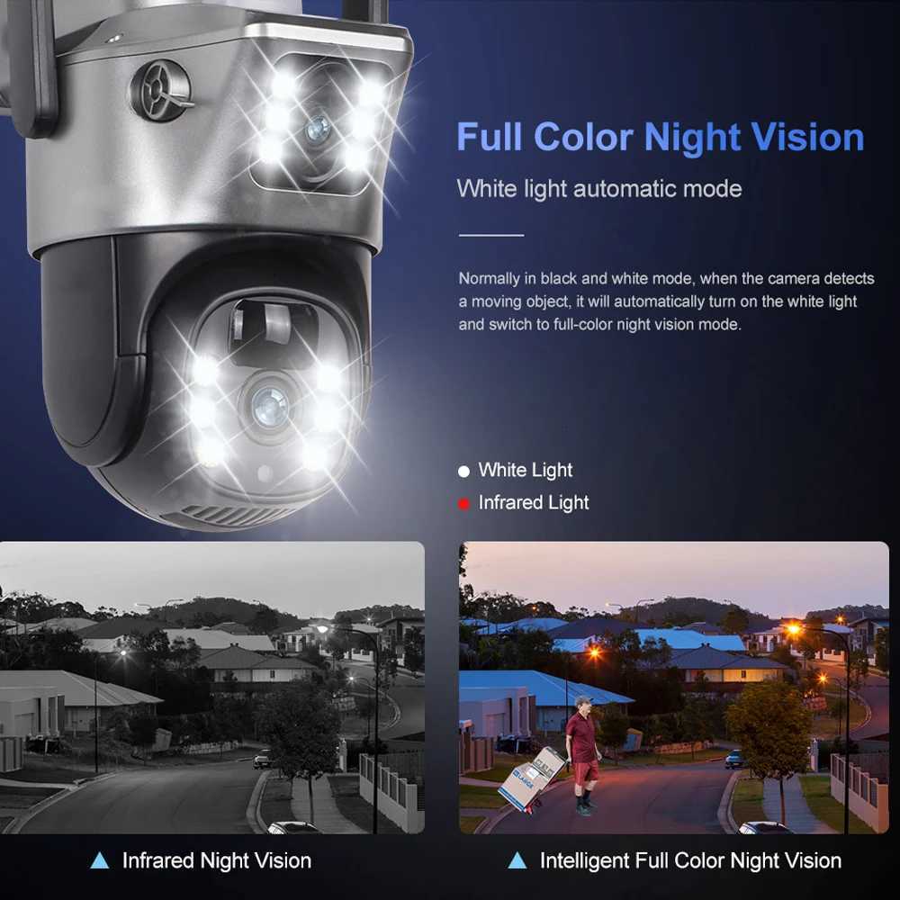 4G / WiFi Solar Camera Dual Lenses Outdoor 8MP 4K Low Power Battery IP Camera PIR Night Vision V380 Pro CCTV Security Protection H251103