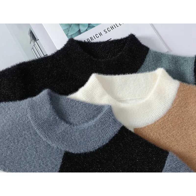 Classic Color Blocked Brand Mens Sweater 2025 Casual High-quality Mens Pullover Autumn/winter Warm Knit TopsT251103