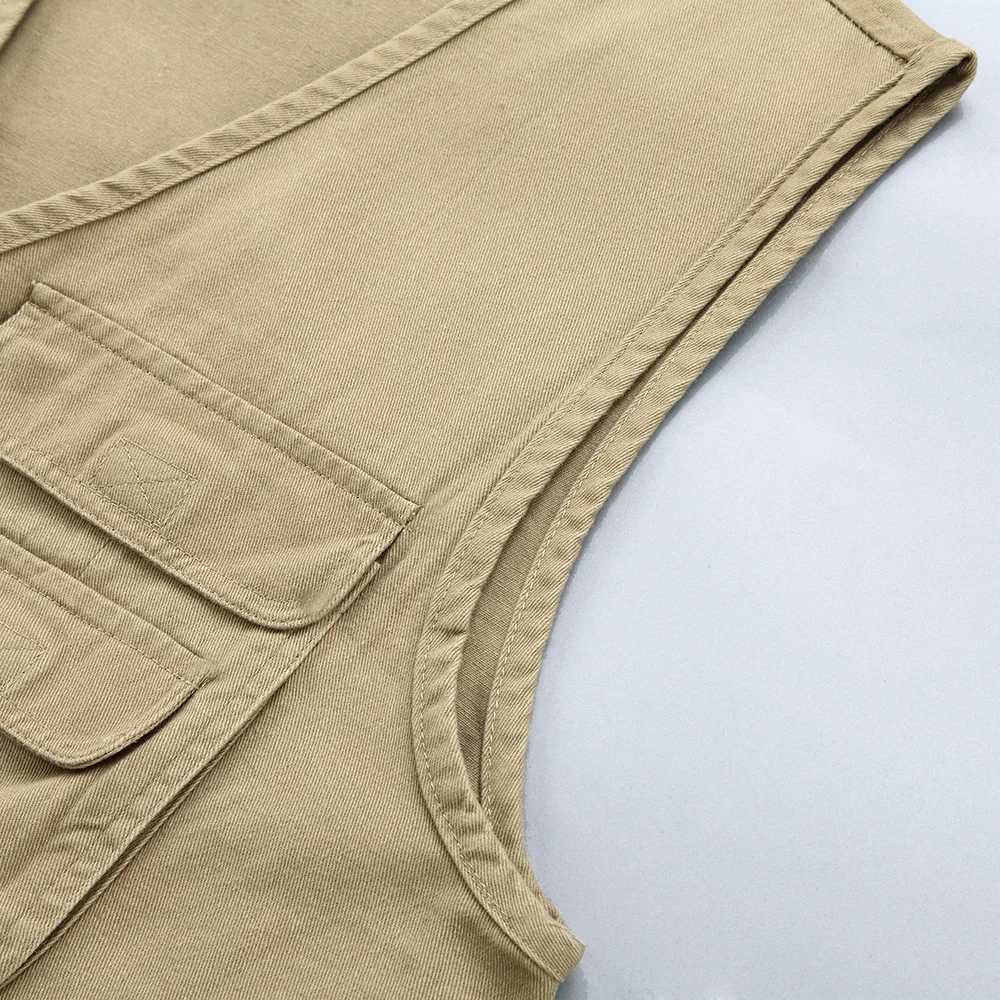 5XL Cotton Fabric Vest with Many Pockets for Men Spring Summer Casual Tool 6 Color Sleeveless Jacket Male Multi Pocket Waistcoat X250403