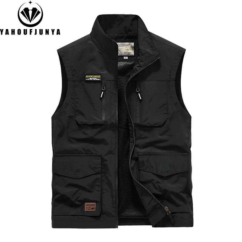 2025 New Summer Men Sleeveless Outdoor Leisure Stand Collar Vest Men Solid Color Breathable Loose Thin Vest Male Waistcoat Hots X250403