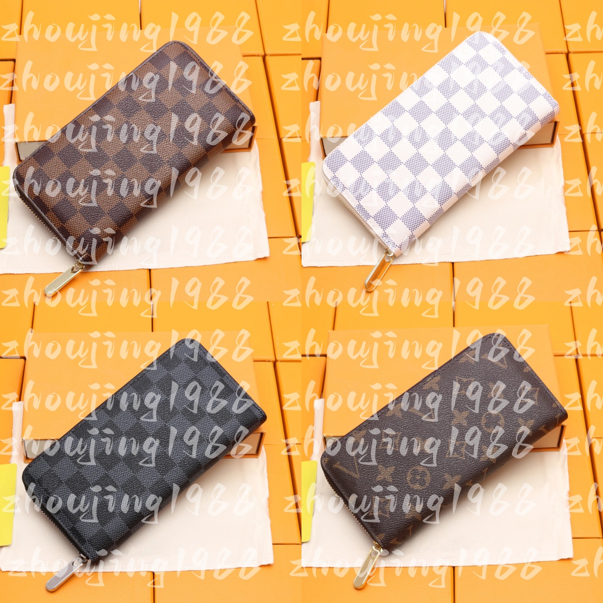 2021 Fashion flowers designer zipper wallets luxurys Men Women leather bags High Quality Classic Letters coin Purse Original Box Plaid card holder M60017