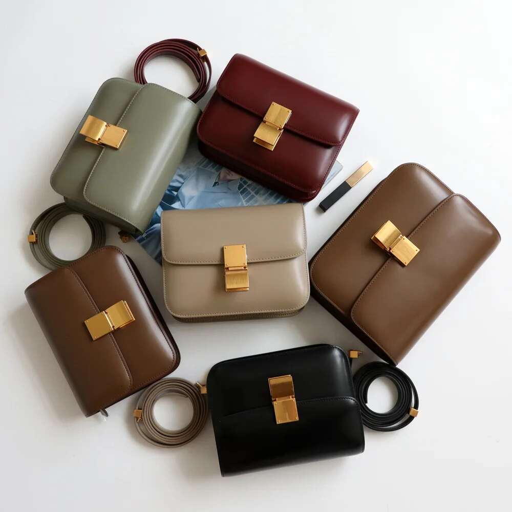 2023 Women's Tofu Upgrade Version High Quality Smooth Leather Retro Shoulder Messenger Classic Small Square Bag