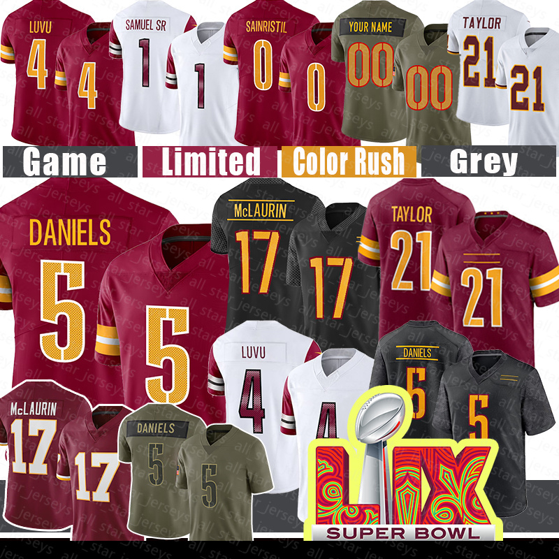 Sean Taylor Football Jerseys Jayden Daniels Man Terry McLaurin Zach Ertz Bobby Wagner Mike Sainristil Deebo Samuel Sr Frankie Luvu Daron Payne Joe Theismann