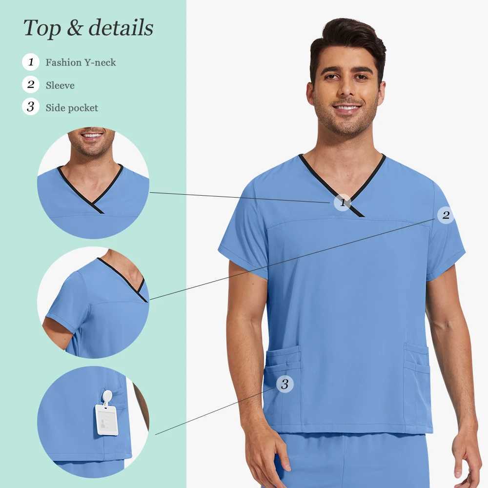 Short Sleeve Hospital Surgical Uniforms Nurse Scrubs Sets Dental Nursing Doctor Work Clothes Elastic Breathable Scrub Pants Suit J251103