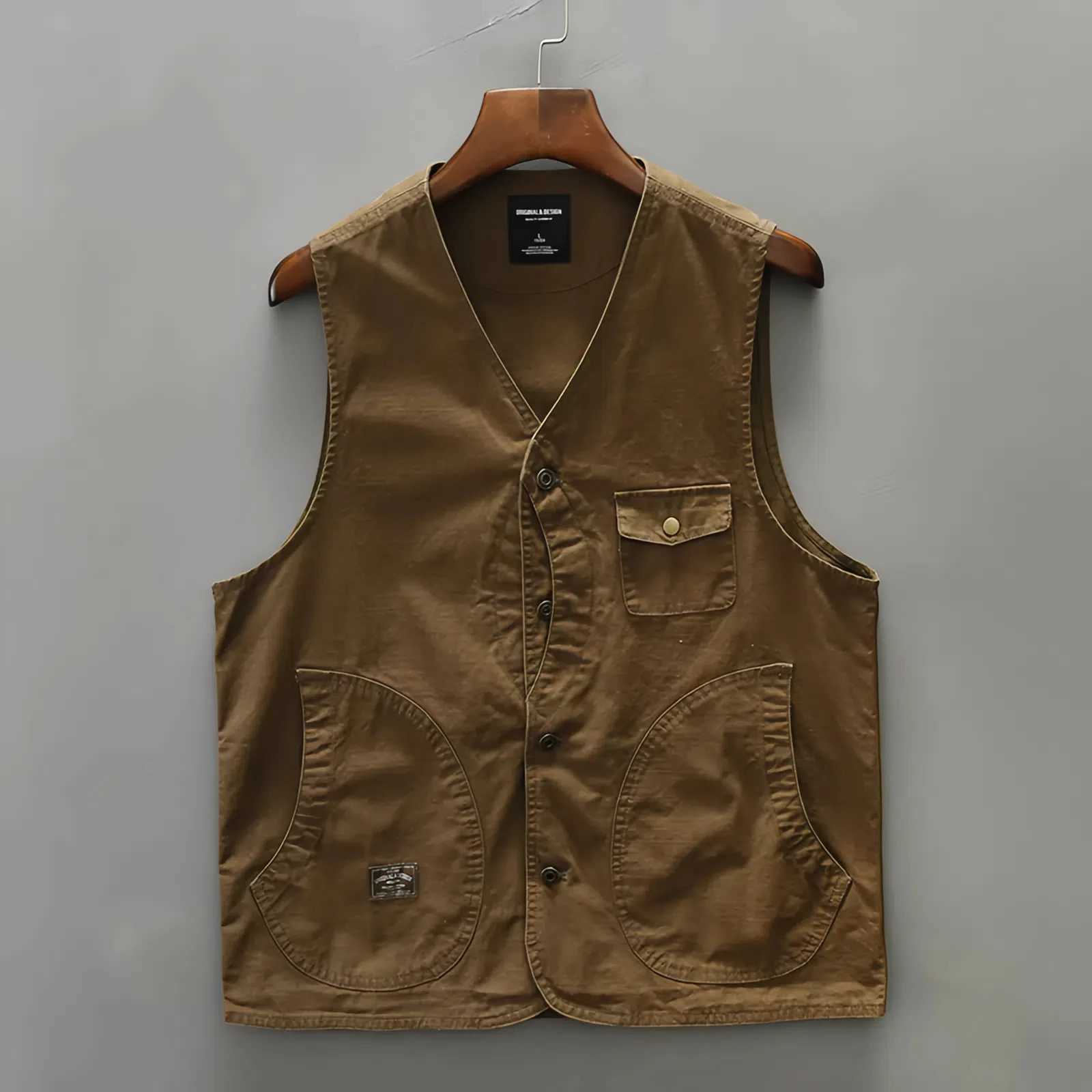 Japanese cargo vest men 2024 autumn new fashion brand outdoor multi-pocket sleeveless vest coat vest X250403