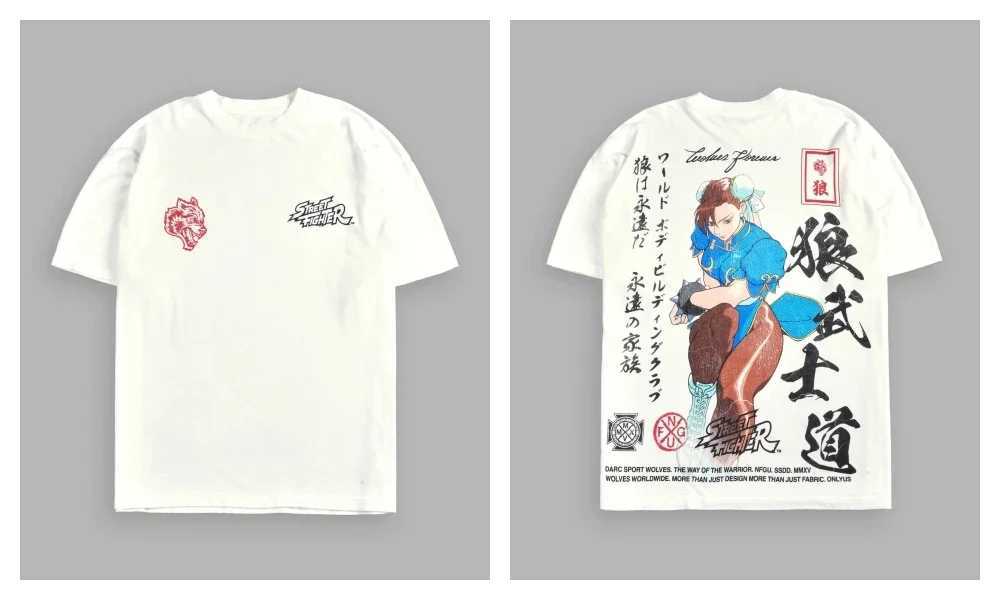 Street Fighter Chun-Li Ryu Printed Y2K New Couple Cotton T-Shirts Men Women Streetwear Casual Harajuku Retro Unisex Tee Top X2505161