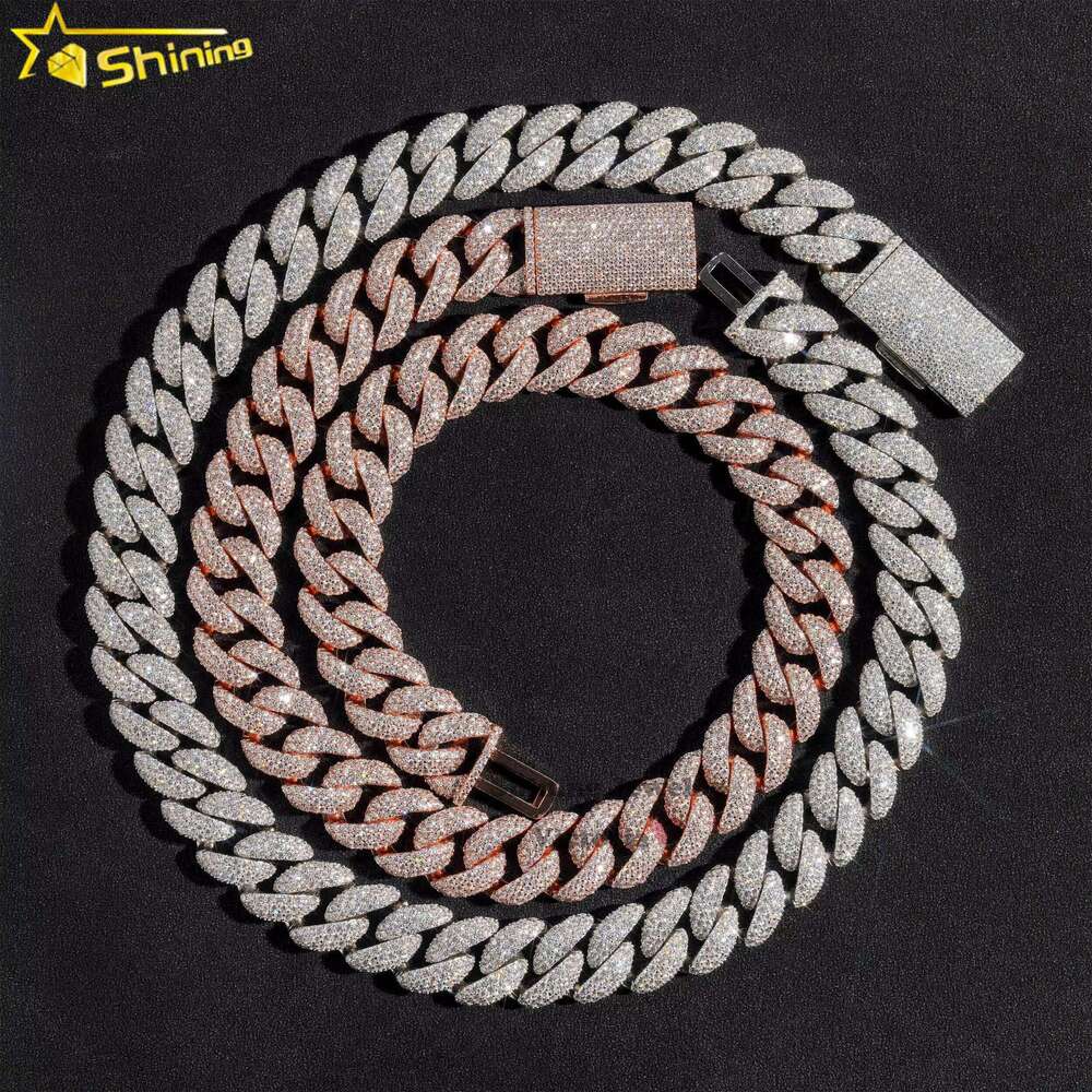Wholesale Price Custom Hip Hop Jewelry S Sterg Sier d Color Vvs Moissanite 18mm Cuban k Chain