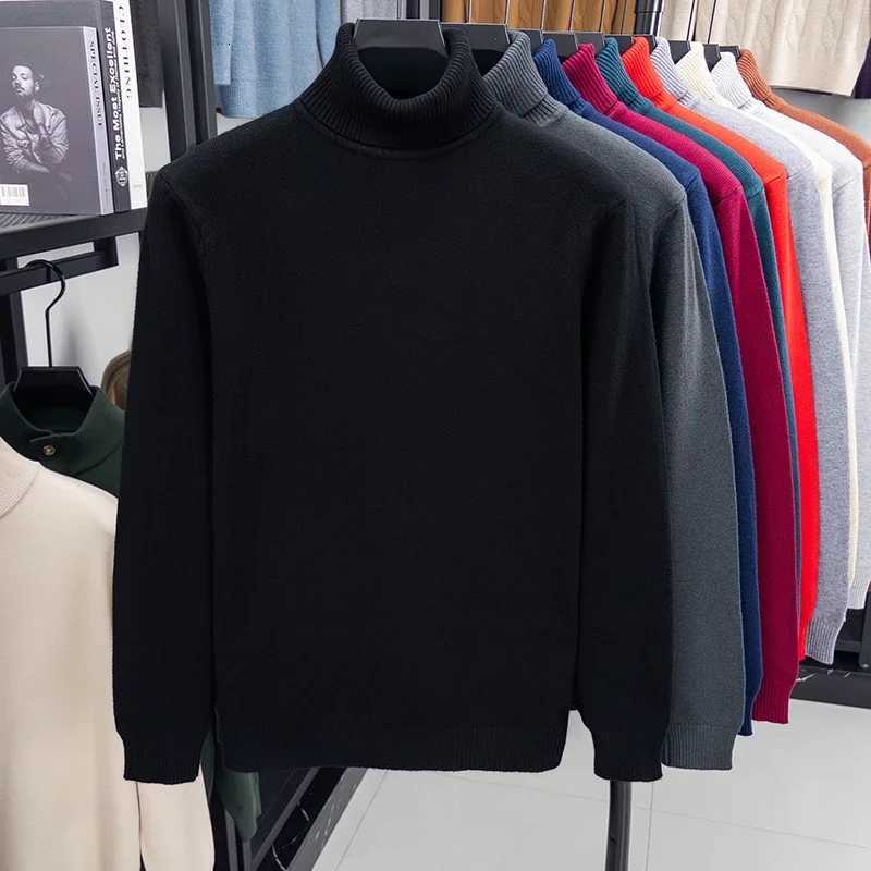Autumn Mens High Quality Knitted Turtleneck Sweater Slim Fit Long Sleeve Anti-pilling Pullover Solid Color Trend Men StreetweaT251103