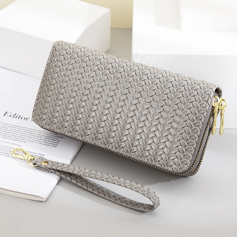 Wholesale Wallet Women's Long Style 2025 New European and American Double Zipper Large Capacity Handbag Women's Spot Wholesale Lacquer Leath