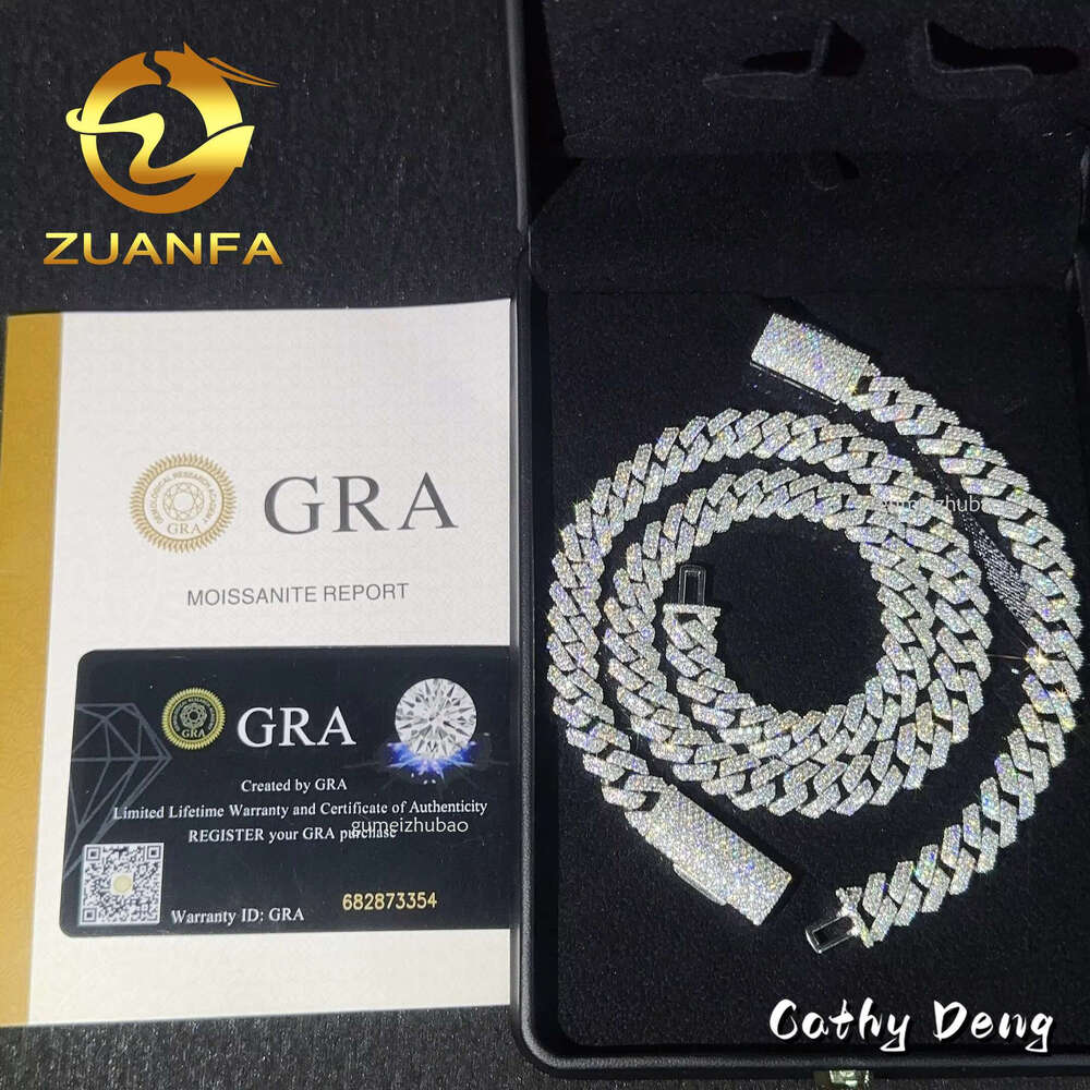 Fast Shipping Dia Hip Hop Jewelry 10mm Moissanite k Sier Iced Out Cuban Bracelet Chain