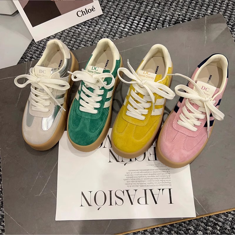 designer shoes new women's German training shoes spring all-match thick-soled small white shoes retro and niche height-increasing leisure board s