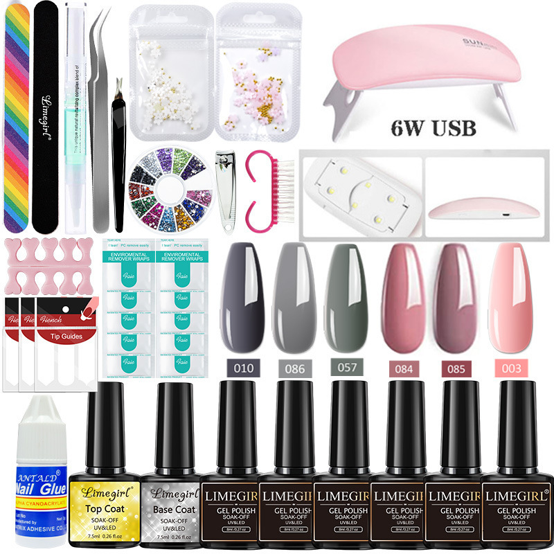 Nail Manicure Set Acrylic Kit Semi Permanent Extension Poly Gel With UV Lamp Dryer Drill Machine Tool kits 221012