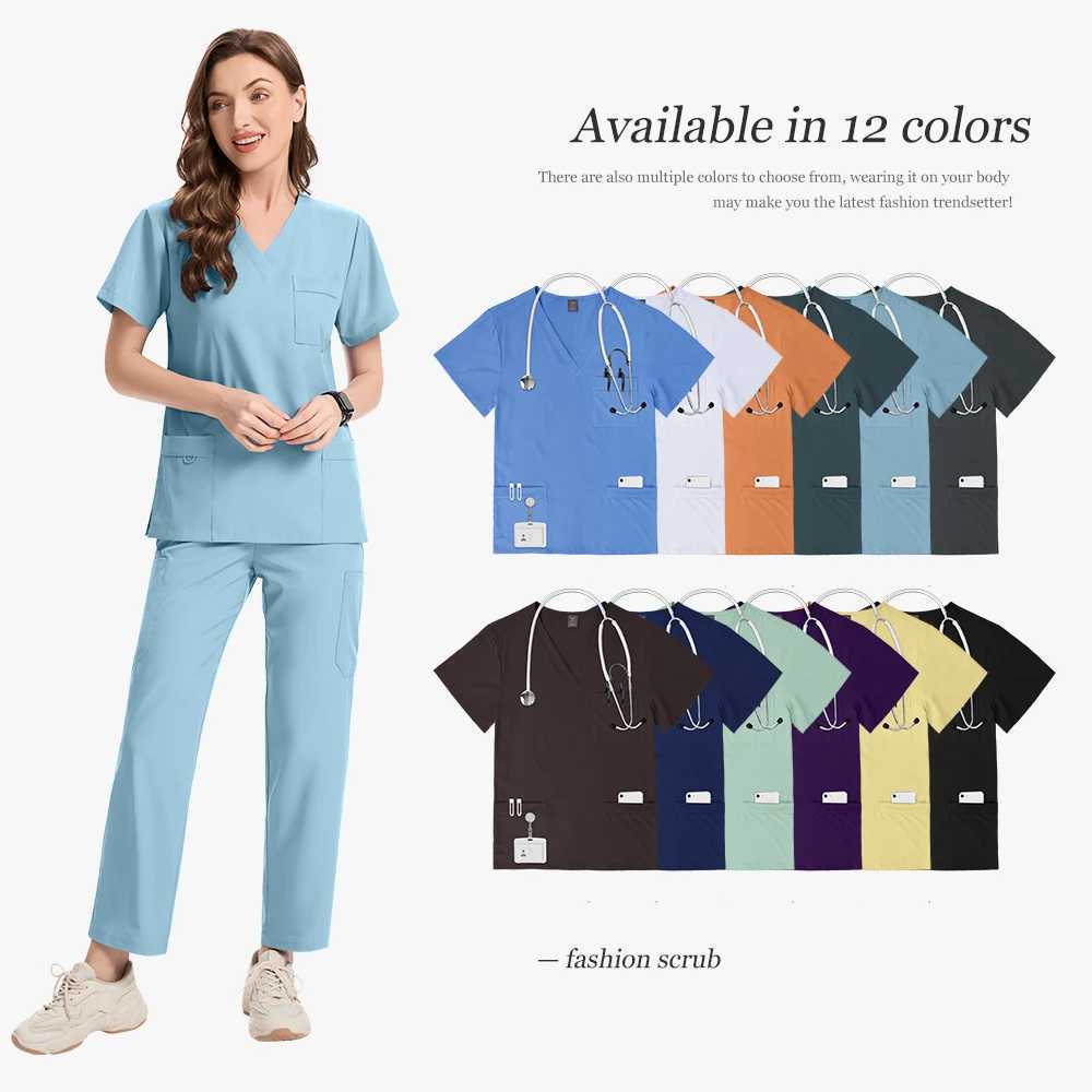 Hot Sales Fashion Hospital Uniforms Nurse Beauty Dental Salon Work Wear Medical Scrubs Sets for Men Women Healthcare Scrub Suits J251103
