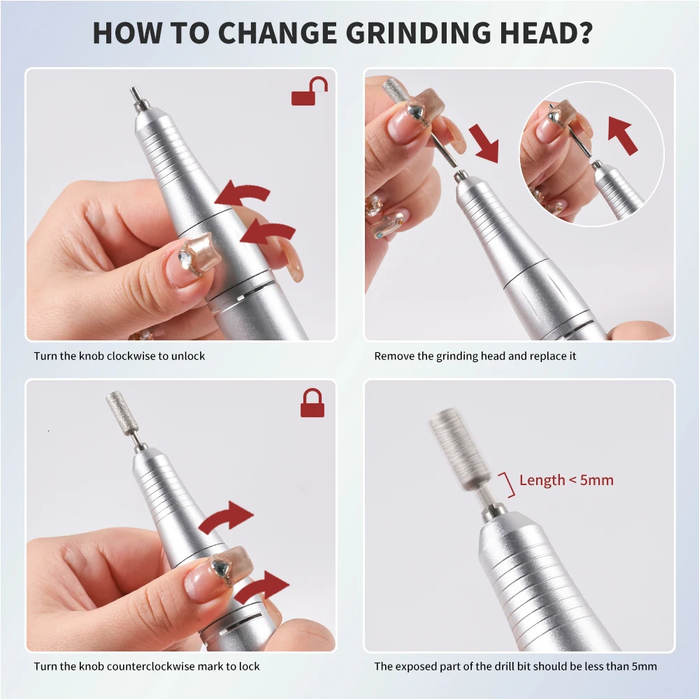 45000RPM Electric Nail Drill File Rechargeable Electric Nail Polishing Machine for Acrylic Gel Dip Powder Manicure Pedicure Tool 251031