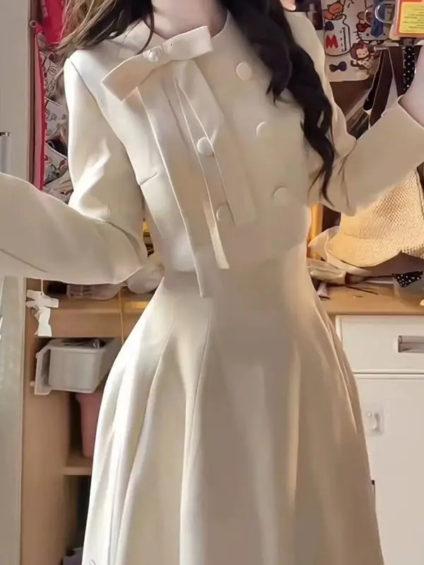 French senior princess style wear suit womens autumn n feeling bow jacket waist and thin skirt 251103