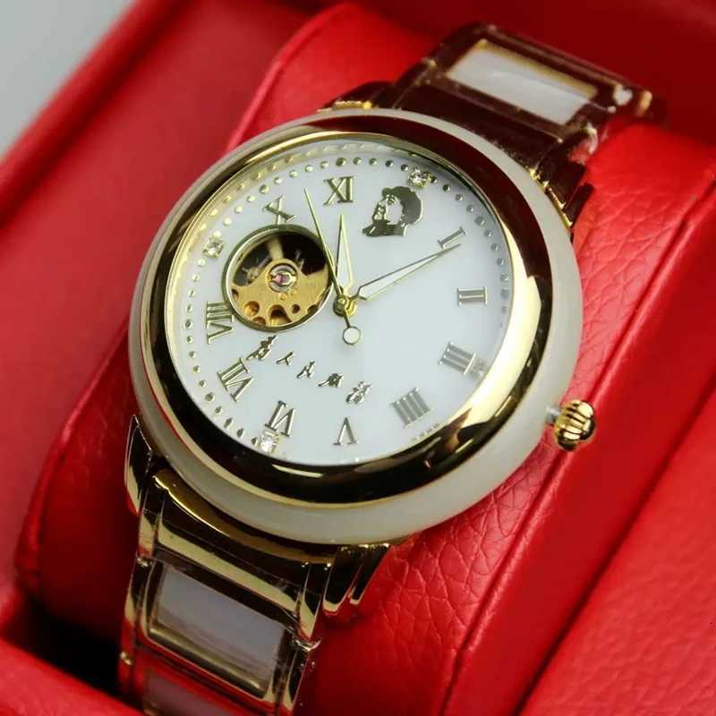 DUGARY Tourbillon mechanical watch men transparent back jade 43mm Wristwatches Salute Chairman Mao Relojes Para waterproofW251104