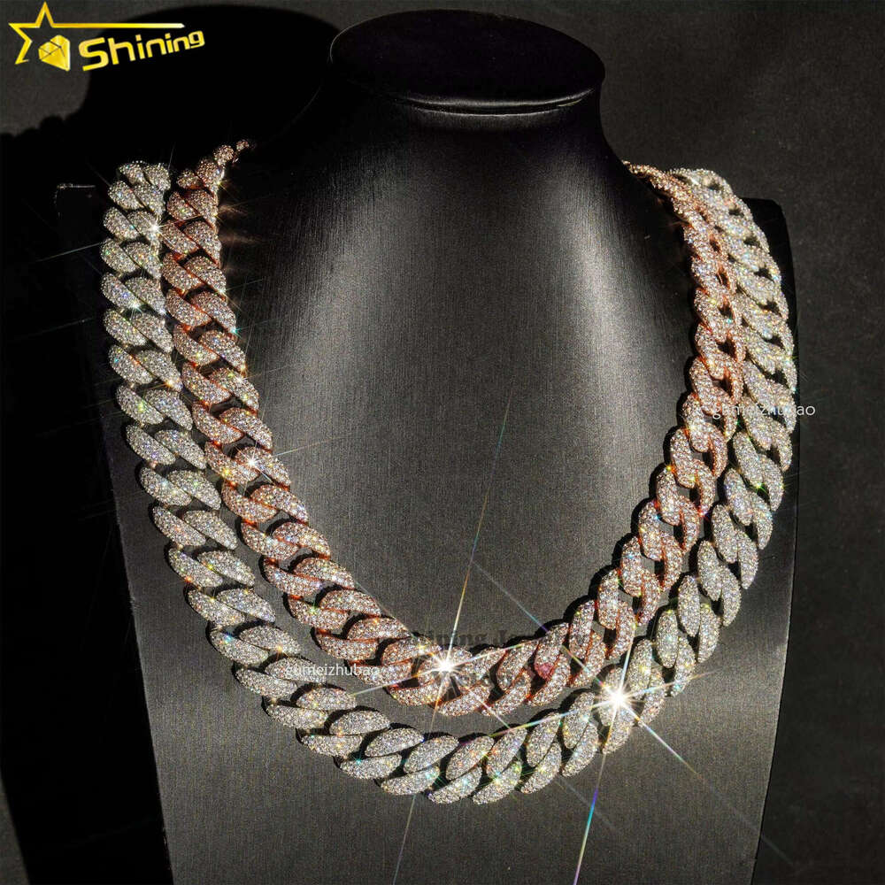 Wholesale Price Custom Hip Hop Jewelry S Sterg Sier d Color Vvs Moissanite 18mm Cuban k Chain