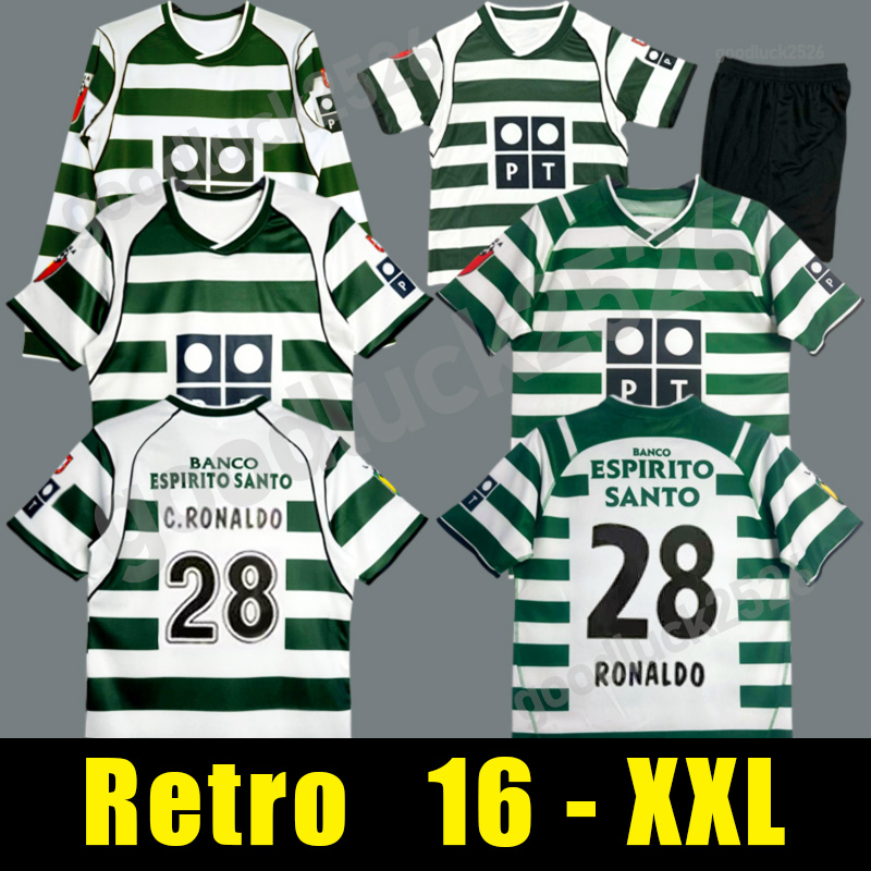 Sporting CP 01 02 03 04 Lisboa retro soccer jerseys Ronaldo 2001 2002 2003 2004 Classic Joao Pinto Vintage football shirts long Sleeves Marius Niculae Kids uniforms