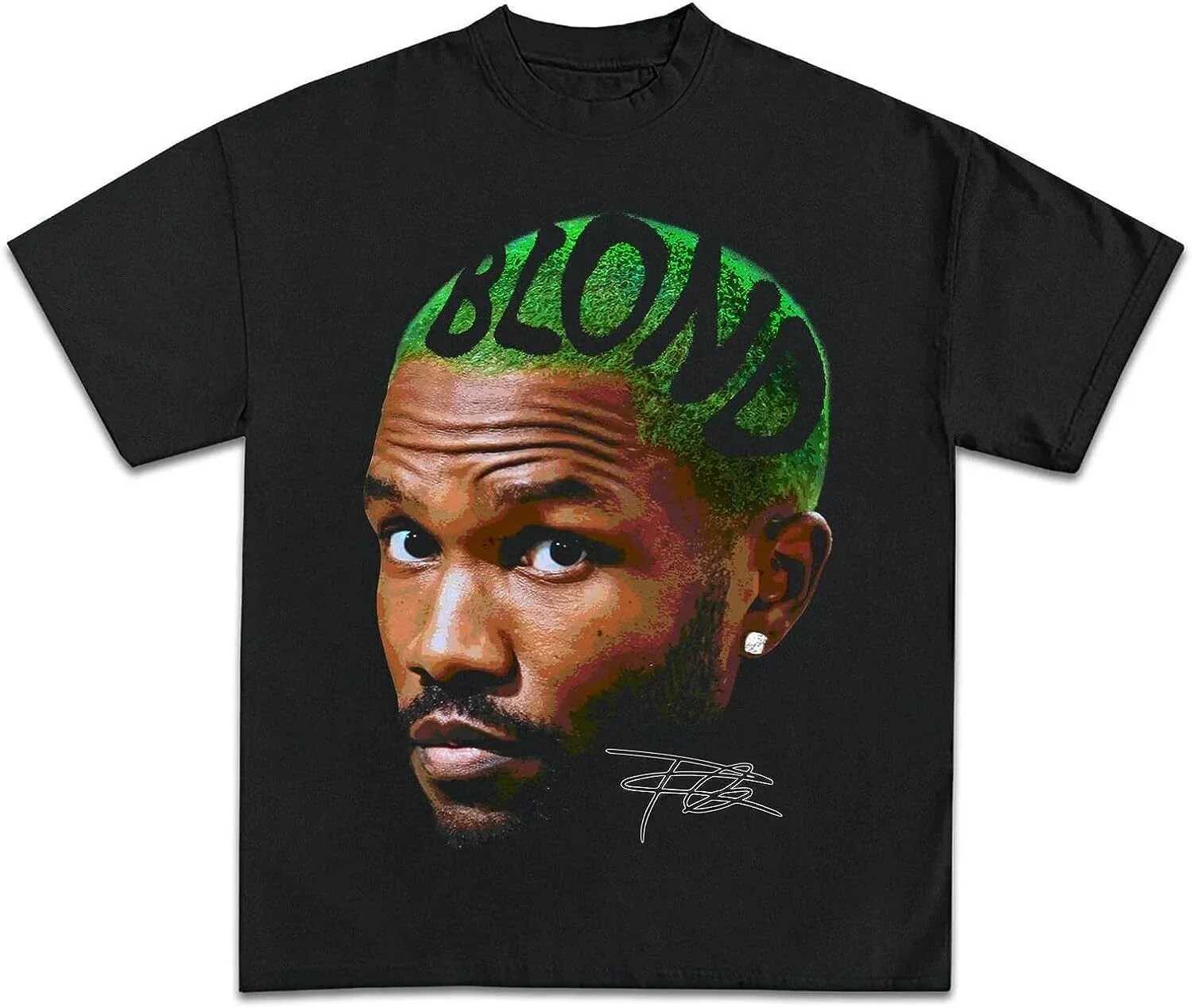 COTTON New Arrival Anime Mens T-shirt Frank Oceans Shirt Rap T-shirt Concert Merch Blonds Album Cover Graphic T-shirt W250402