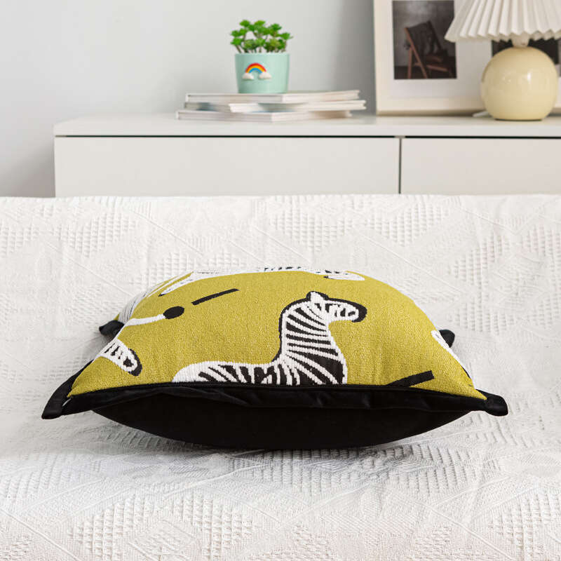 Modern Minimalist Cartoon Pony Pillowcase Embroidery Model Living Room Lumbar Support Sofa Bay Window Cushion New Pillow