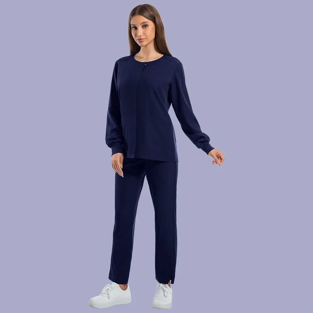 Medical Uniforms Round Neck Nurse Scurbs Jacket Set Women Hospital Doctor Workwear Oral Dental Surgery Work Uniform Long Sleeve J251103