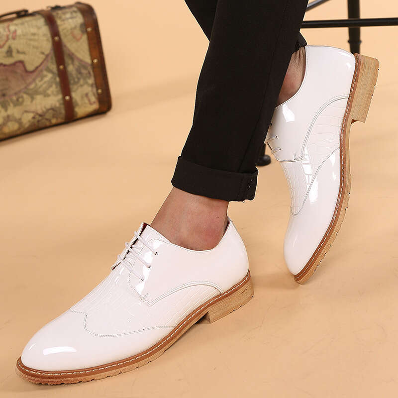 2024 Men's Large Size Spring and Autumn New Casual Fashion Block Small Leather Shoes Korean Edition Trend