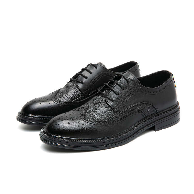2024 New Men's Large Size Fashion Casual Shoes Trend British Style Bunok Lace Leather Shoe Merchant