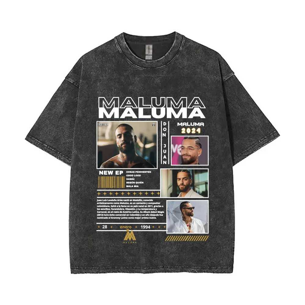 Vintage Washed Rapper Maluma Pretty Dirty Europet Tour 2025 T-shirt Men Women Fashion Oversized Tshirt Male Hip Hop Streetwear X250403