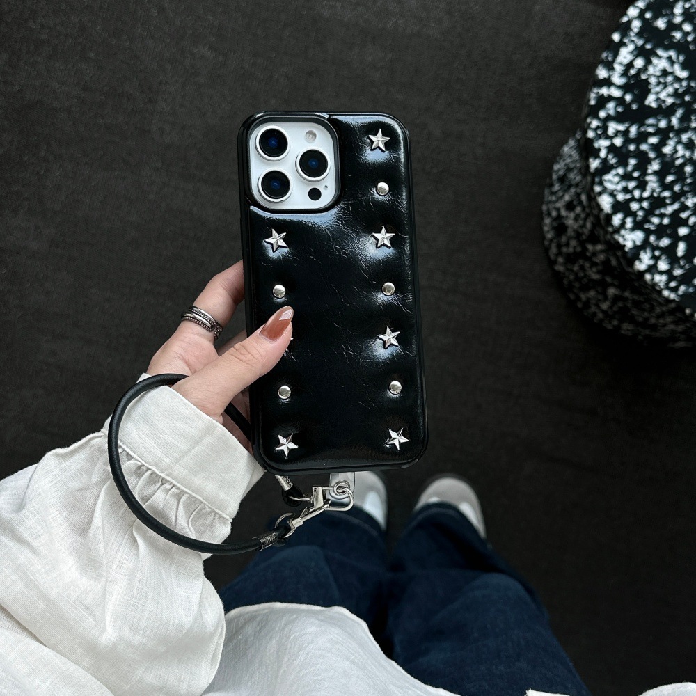 Studded Star Bread Phone Case Compatible with iPhone 17/16 Personalized Solid Color iPhone 15/14 Pro Shockproof