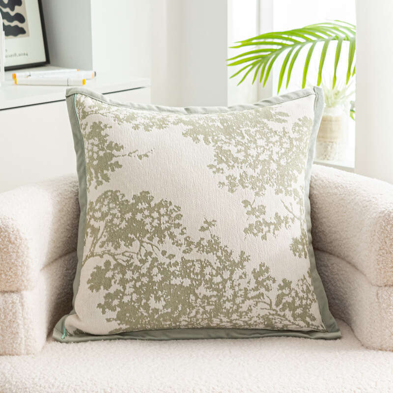 New Cream Chenille Flower Sofa Cushion Cover Simple European Style Bay Window Bedside Homestay Lumbar Pillow