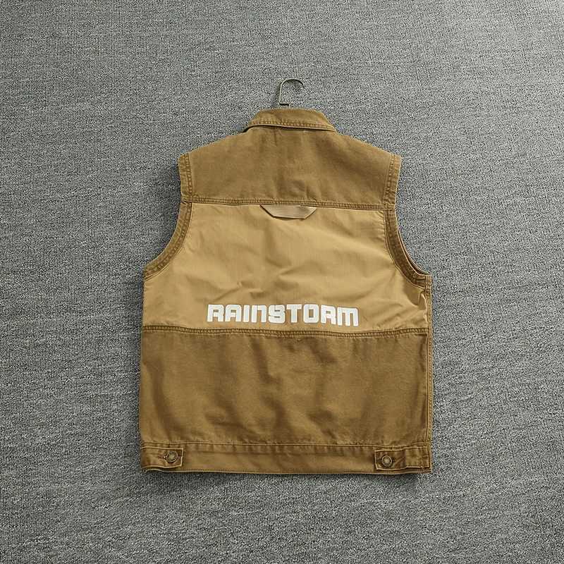 Patchwork stitching vest Spring and autumn men and women couples American outdoor multi-pocket sleeveless coat X250403