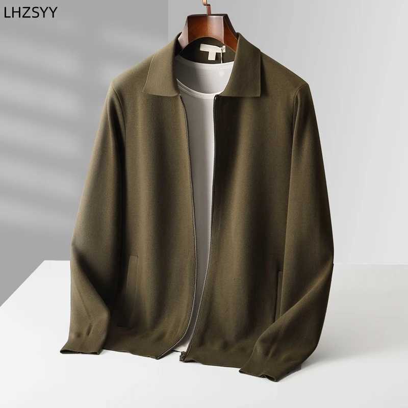 LHZSYY Cashmere Jacket Mens Knit Zipper Cardigan Winter New POLO Neck Sweater Youth Casual Thick Coats Loose Lapel Wool ShirtsT251103