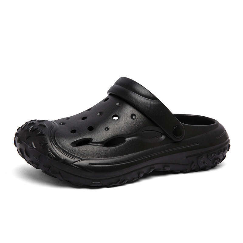 Men's hollowed out breathable hooded sandals, oversized summer beach shoes, outdoor home EVA thick soled sandals