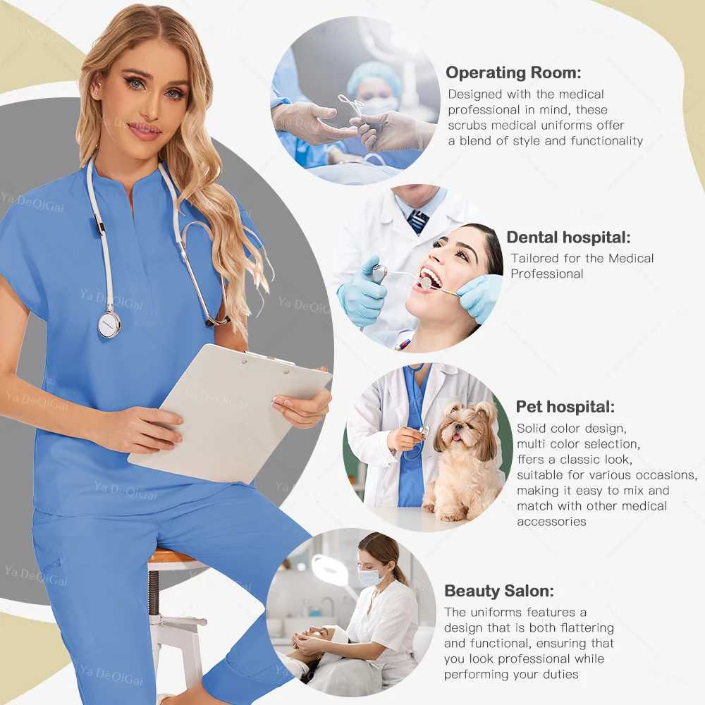 Surgical Uniforms Woman Medical Nurse Clinical Nursing Costume Beauty Doctor Workwear Dental Work Uniform Short Sleeve Suit Soft J251103