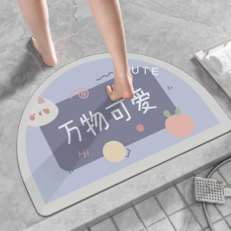 Cartoon bathroom non-slip floor mat bathroom bathroom door absorbent quick-drying carpet household diatom mud floor mat C251103