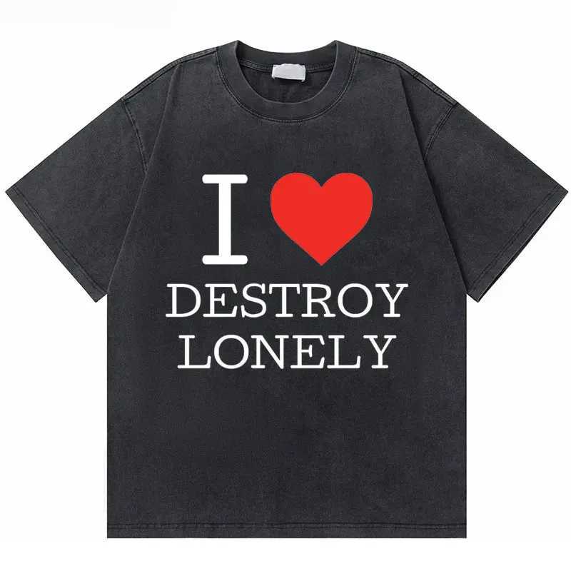 Hip Hop Washed Vintage Rapper Destroy Lonely No Stylist Tour Tshirt Rap Homixide Gang T-shirts Men Casual Oversized T Shirts X250403