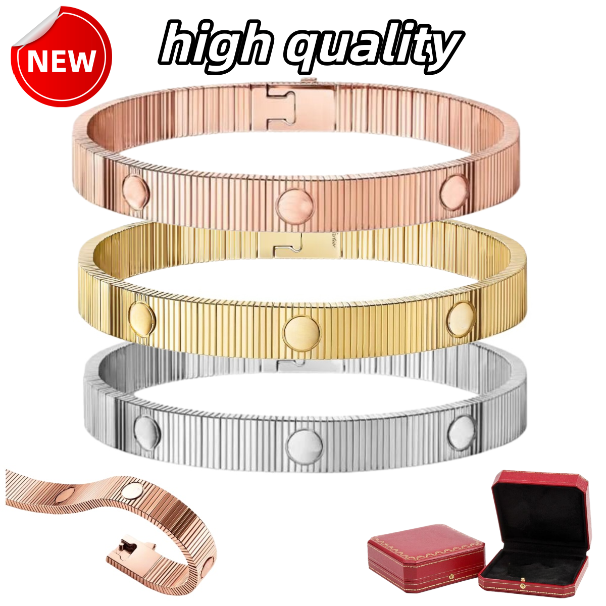 Mens bracelet designer classic designer bracelet women titanium steel luxury jewelry 7mm link chain plated 18k gold bracelet men Couple color simple 3 colors om06
