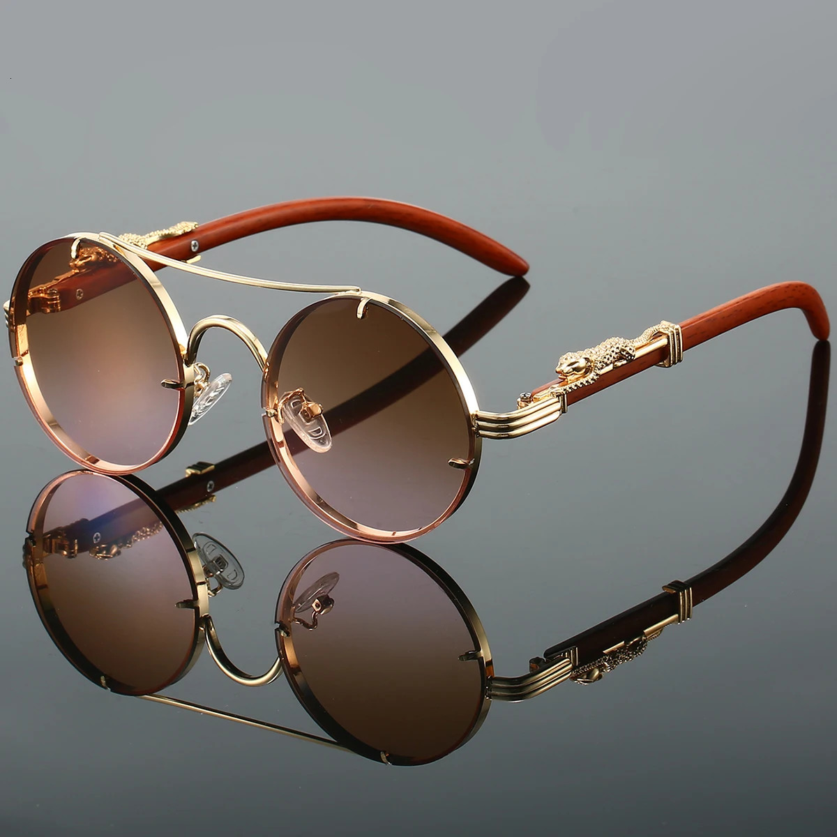 KAMMPT Retro Round Metal Sunglasses Fashion Pilot Gradient Driving Mens Sunshade Mirrors n 250325