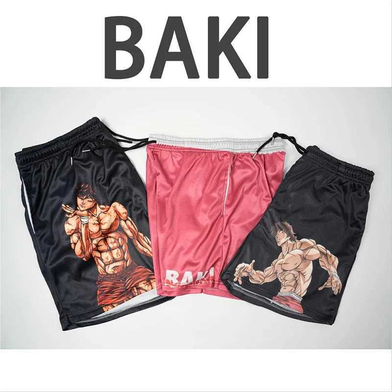 Anime Shorts Baki Haman Print Male Strtwear Beach Shorts Casual Loose Men Elastic Waist Black Shorts X250403