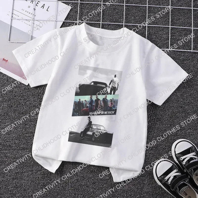 Fast and Angry Childrens Tshirt Kawaii Racing Printed Cartoon Casual Clothing Anime Girls Fashion Top Street 250325z