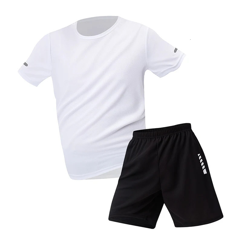 2/6 Pack Plus Size Mens Quick-drying Short-sleeved Shorts Suit Mens Leisure Sports Running Fitness T-shirt Joker Shorts Teen 250402